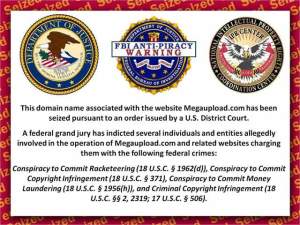 Aviso del cierre de Megaupload por el gobierno estadounidense
